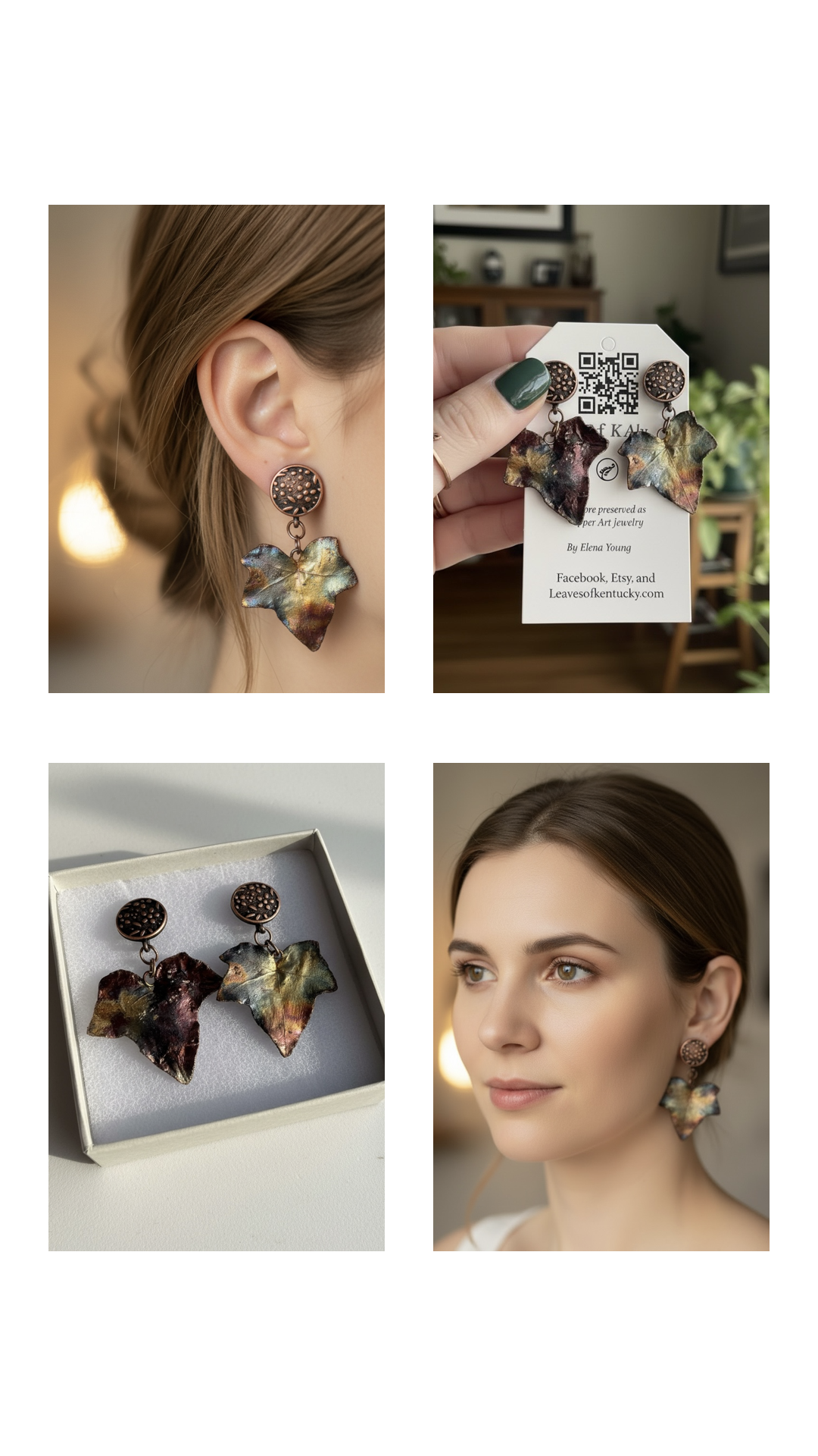 (image for) Real Ivy Leaf Copper Earrings