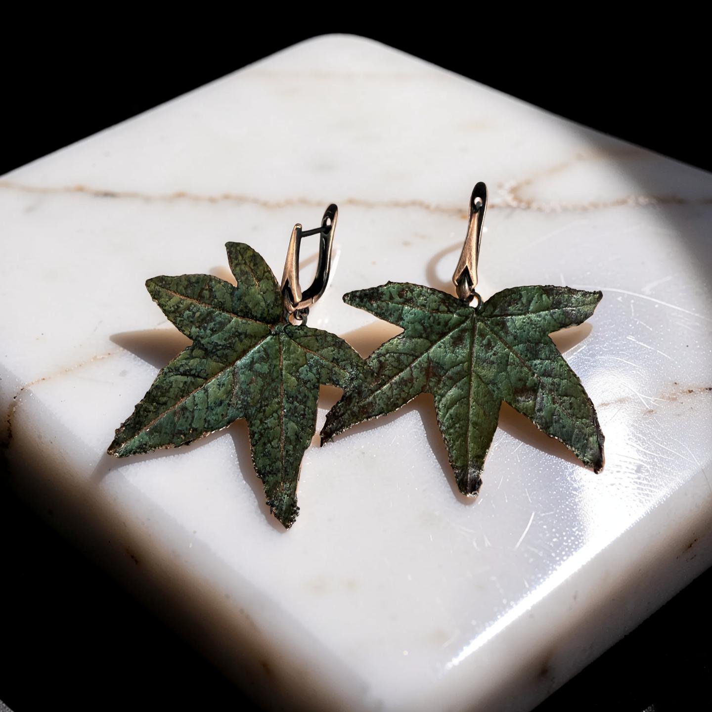 (image for) Real Sweetgum Leaf Earrings